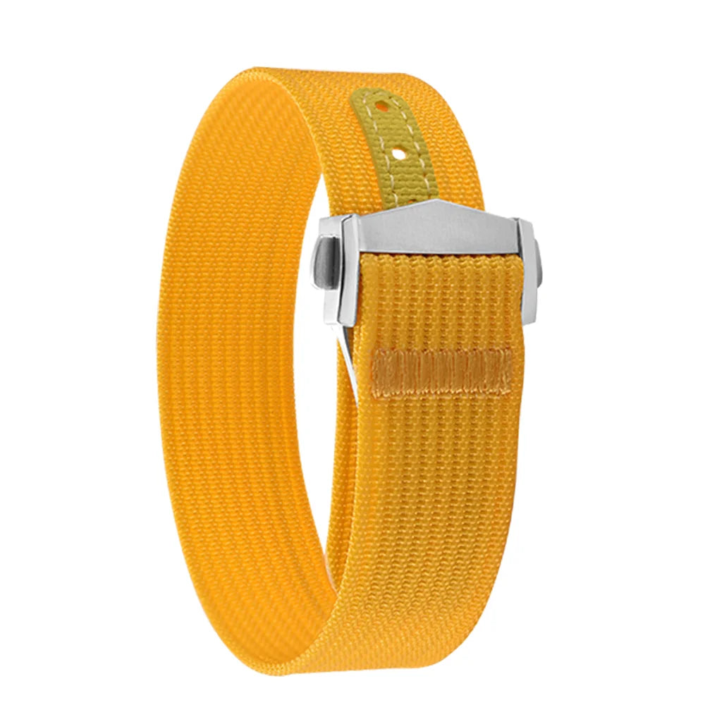JUELONG 18mm 20mm 22mm Sailcloth Watch Strap Canvas Rubber Hole Sport Waterproof Folding Buckle Watchband For Omega Swatch Moon