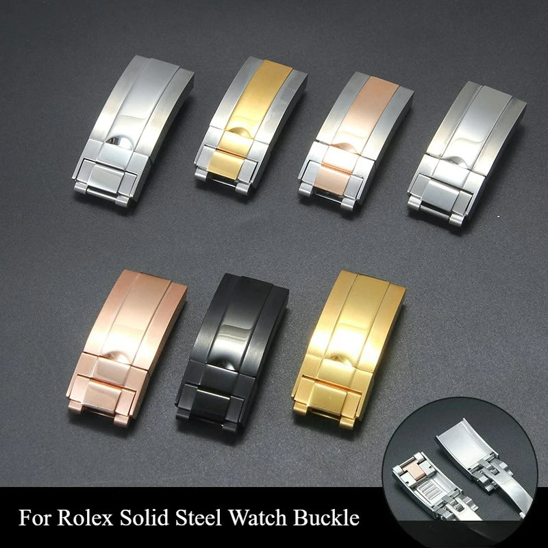 Rolex Daytona Stainless Steel Folding Buckle – Black & Rose Gold, 9×9 /