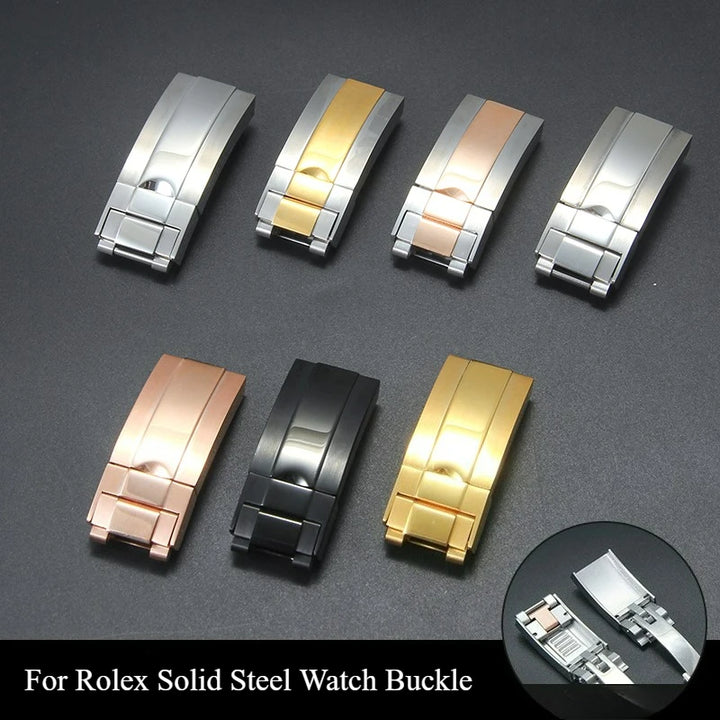 Rolex Daytona Stainless Steel Folding Buckle – Black & Rose Gold, 9×9 /