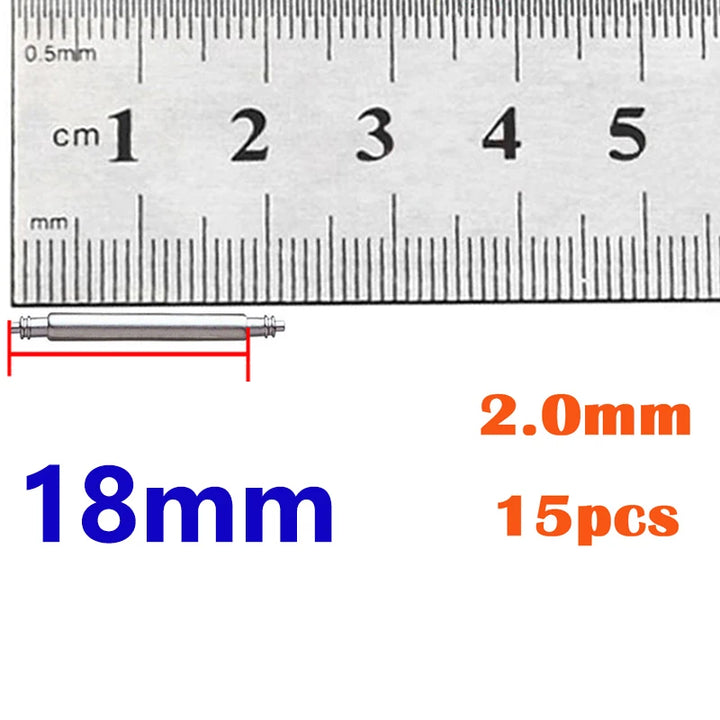 Stainless Steel Spring Bar Pins for Watch Bands (16–24mm, 2mm)