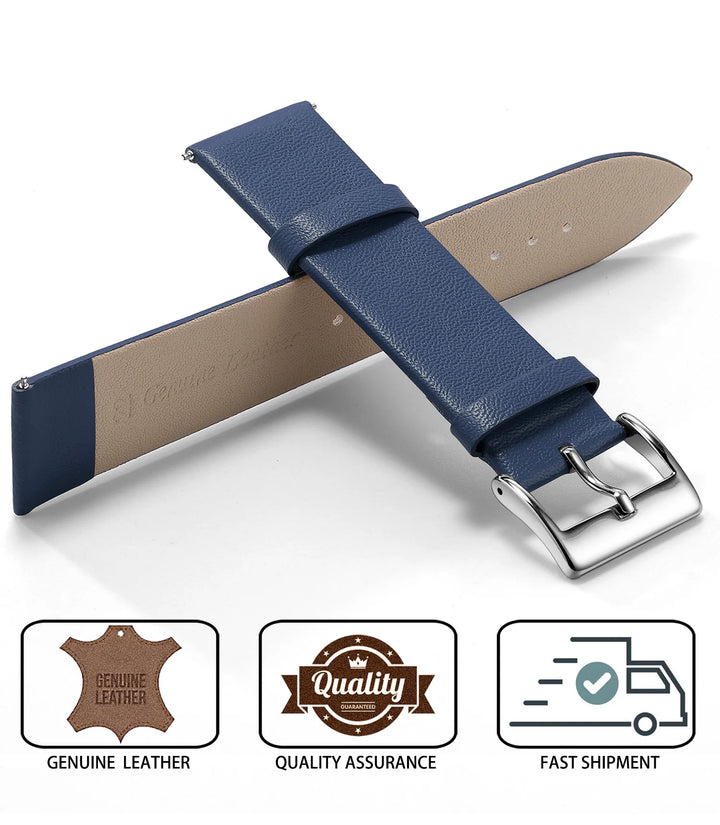 Genuine Leather Minimalist Thin Elegant Apple Watch Band 12–22mm (Soft Wrist Bracelet)