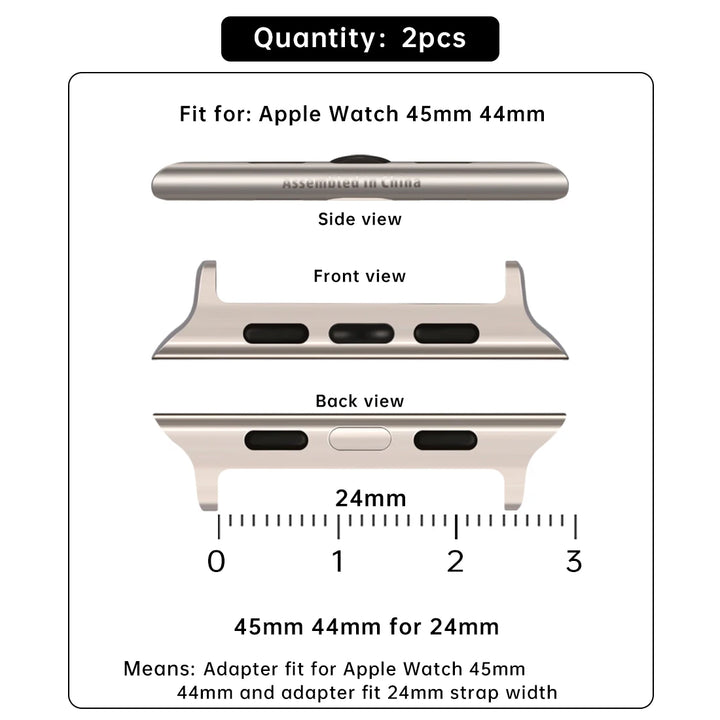 2pcs Apple Watch Ultra 49mm Adapter For Apple Watch Strap Series 9 8 7 SE 45mm 44mm 41mm 40mm Band Stainless Steel Connector