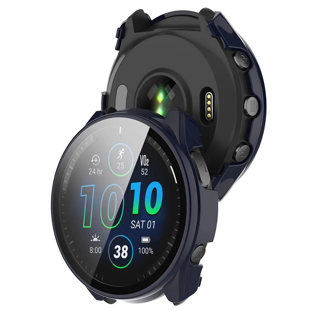 PC & Tempered Glass Protective Case for Garmin Forerunner 255/255S/965