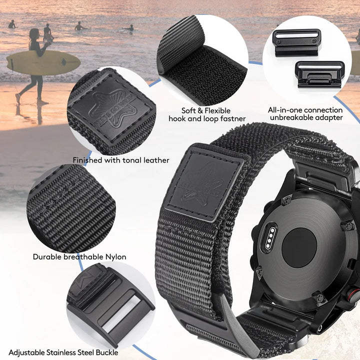 HEMSUT Nylon Quickfit Watch Strap – 20–26mm for Garmin Fenix & Forerunner