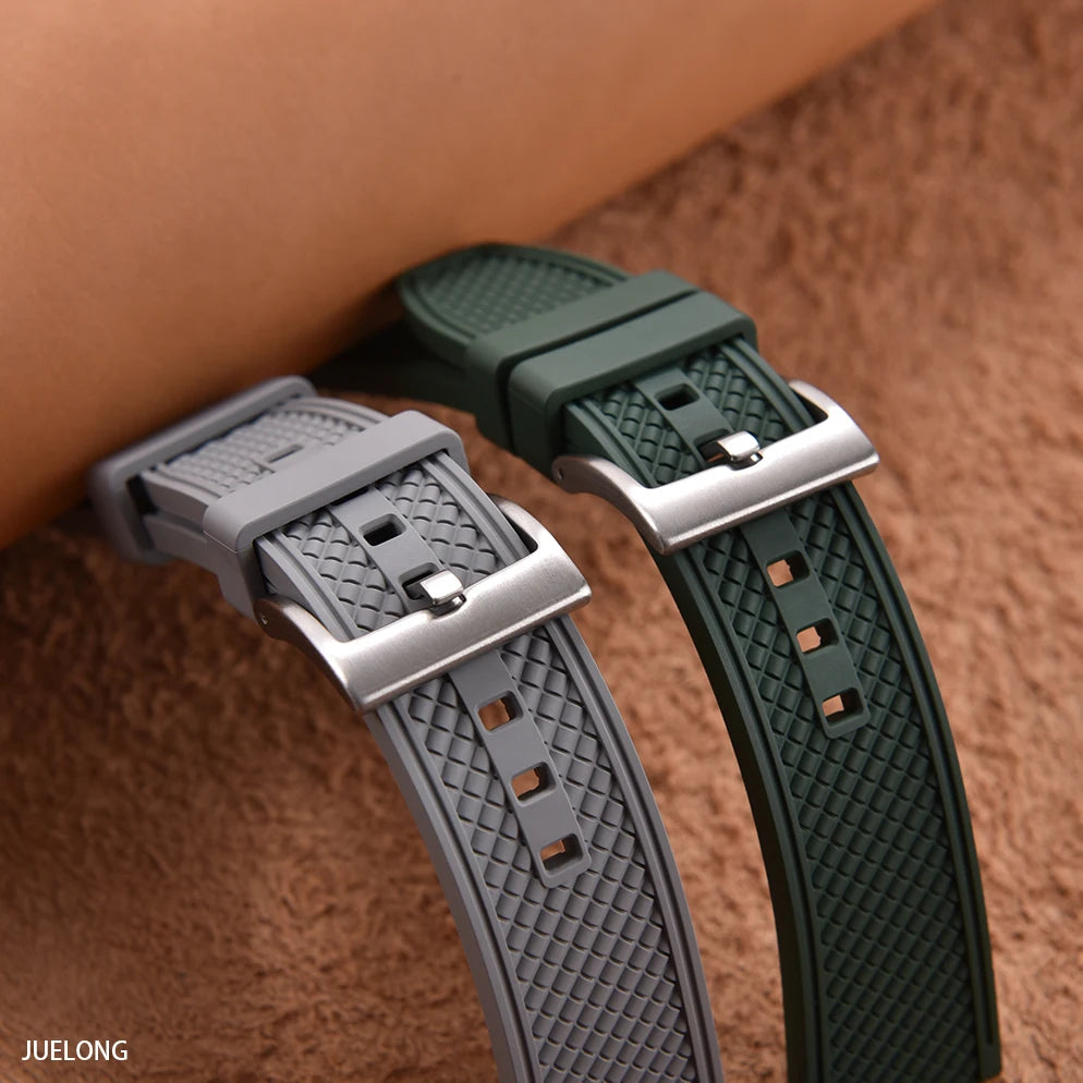 Premium Grade HAISCH FKM Rubber Watch Strap 18mm 20mm 22mm 24mm Quick Release Bullet Shape WatchBand Diving Waterproof Wristband