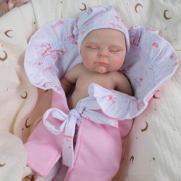 12″ Peach Mini Silicone Reborn Girl Doll