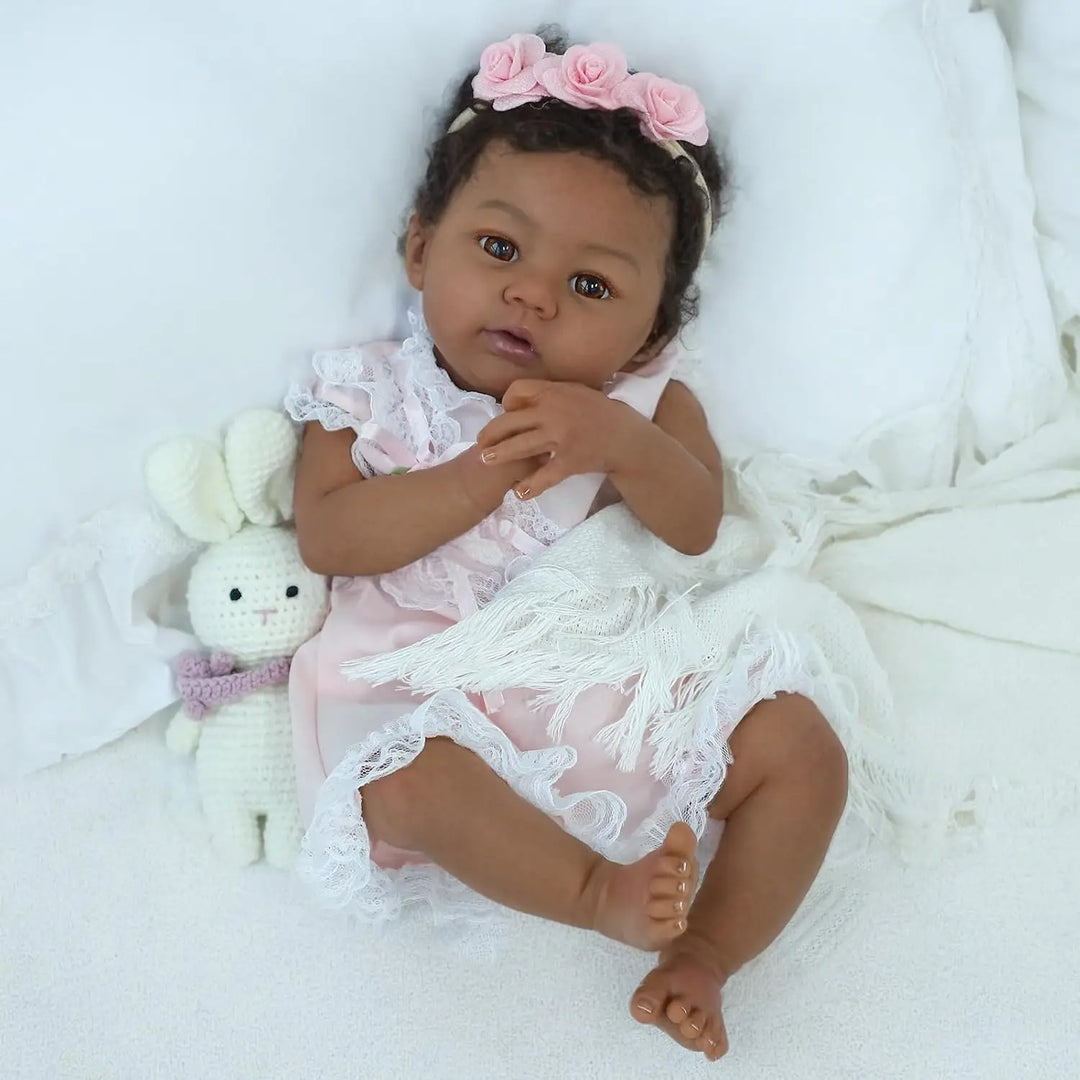 18″ Abigail Lifelike Reborn Doll – Dark Skin Tone, Soft Touch with Veins