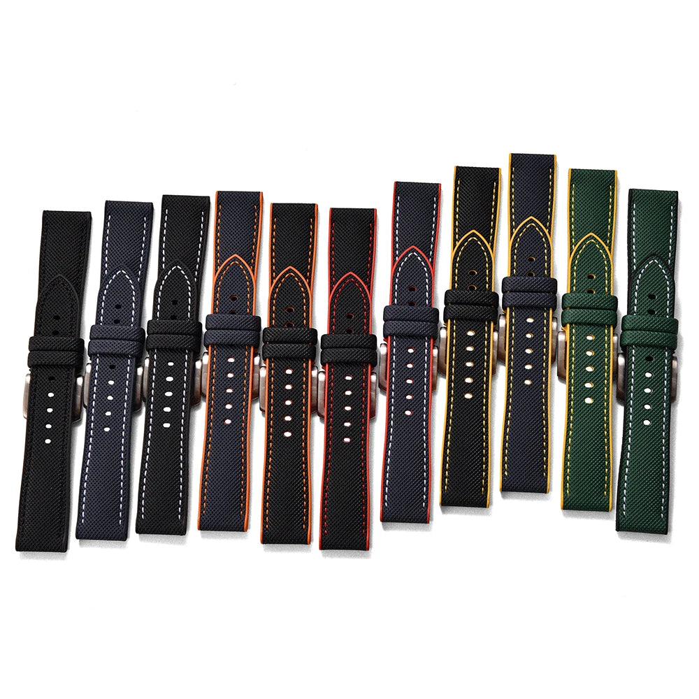 JUELONG Hybrid FKM Rubber Nylon Sailcloth Watch Strap 18mm 20mm 22mm 24mm Quick Release Watchbands For Each Brand Diving Watches