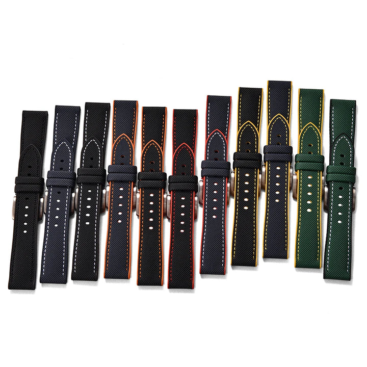 JUELONG Hybrid FKM Rubber Nylon Sailcloth Watch Strap 18mm 20mm 22mm 24mm Quick Release Watchbands For Each Brand Diving Watches