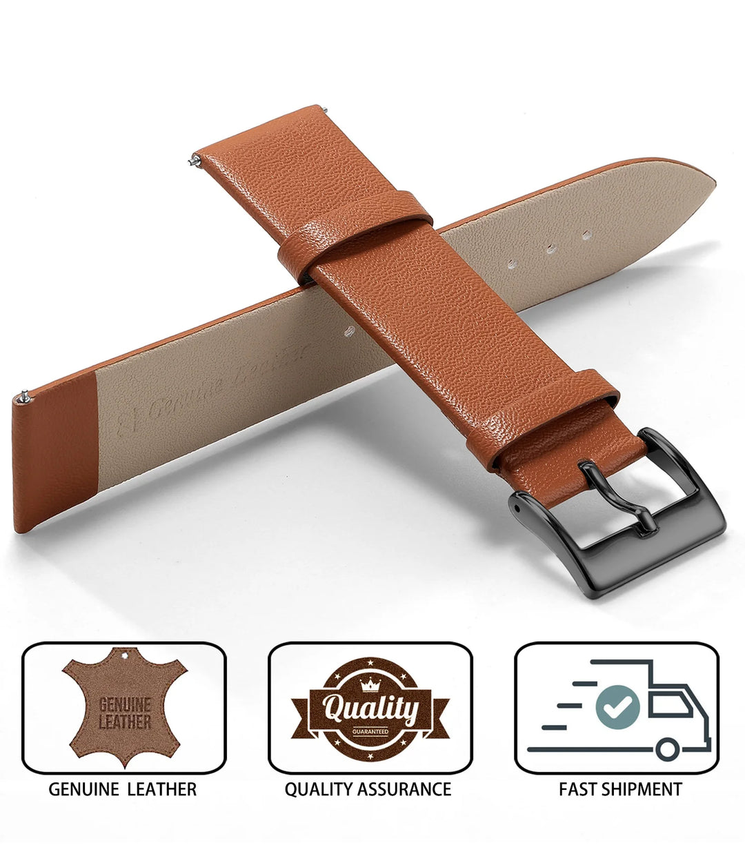 Genuine Leather Minimalist Thin Elegant Apple Watch Band 12–22mm (Soft Wrist Bracelet)