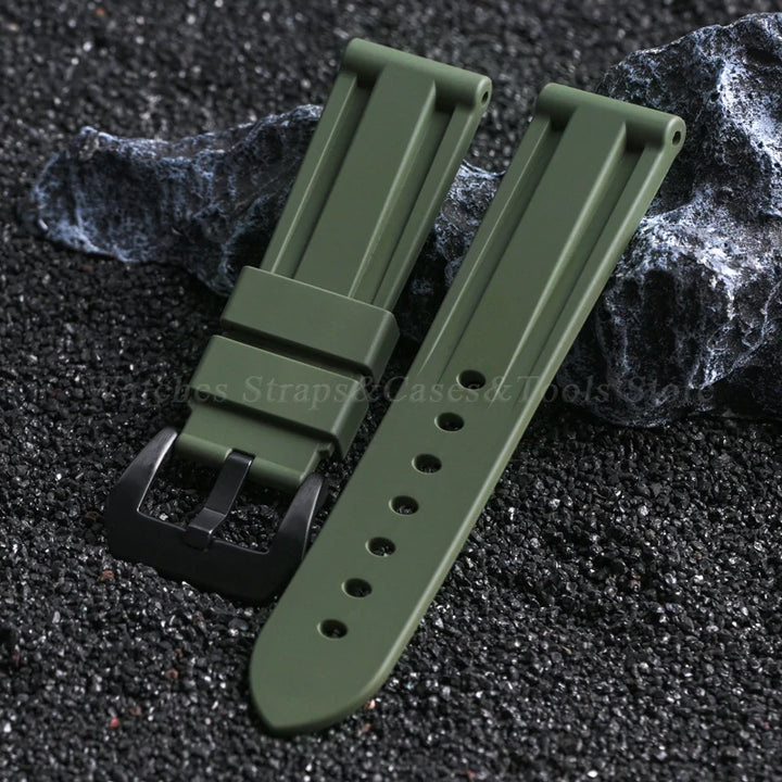 FKM Fluororubber Strap Watchband For Panerai 111 386 441 22mm 24mm Bracelet for Seiko for Tissot Men's Waterproof High Quality