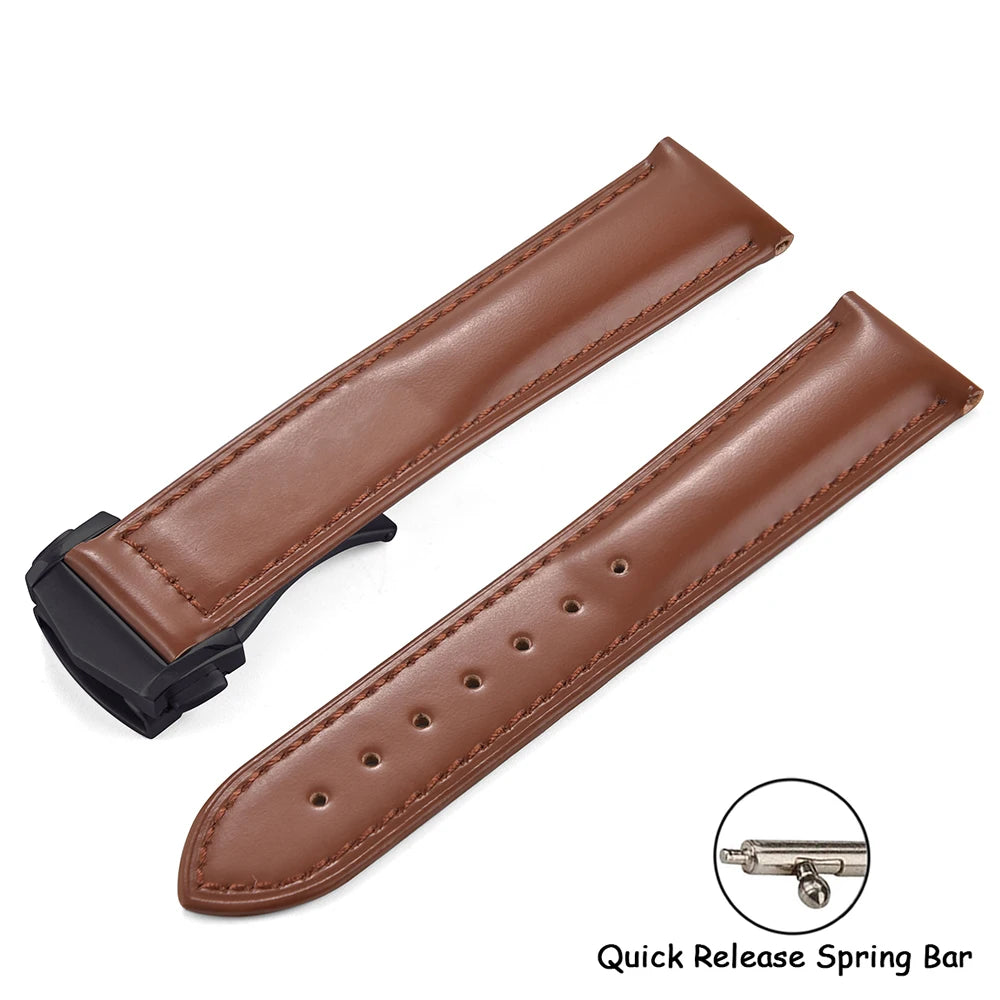 Cowhide Leather Strap Folding Buckle 19mm 20mm 21mm 22mm for Omega Seamaster Universal Leather Watch Band Watch Accessories Men
