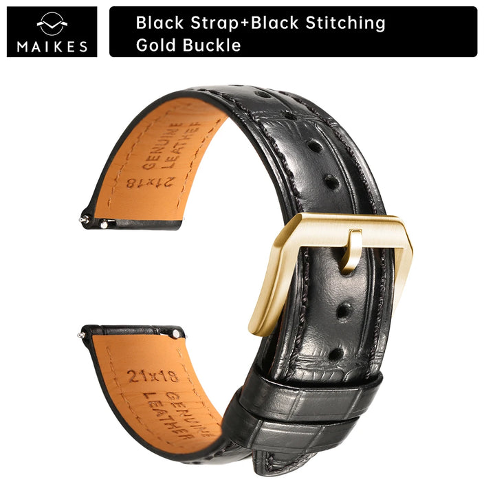 MAIKES Calf Leather Watch Strap Quick Release Bracelet For Longines Omega IWC Watchbands 20mm 21mm 22mm Watch Band