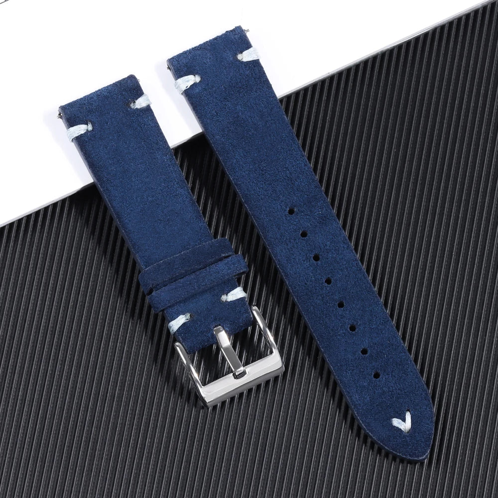 Vintage Suede Leather Watch Strap (Handmade Stitching)