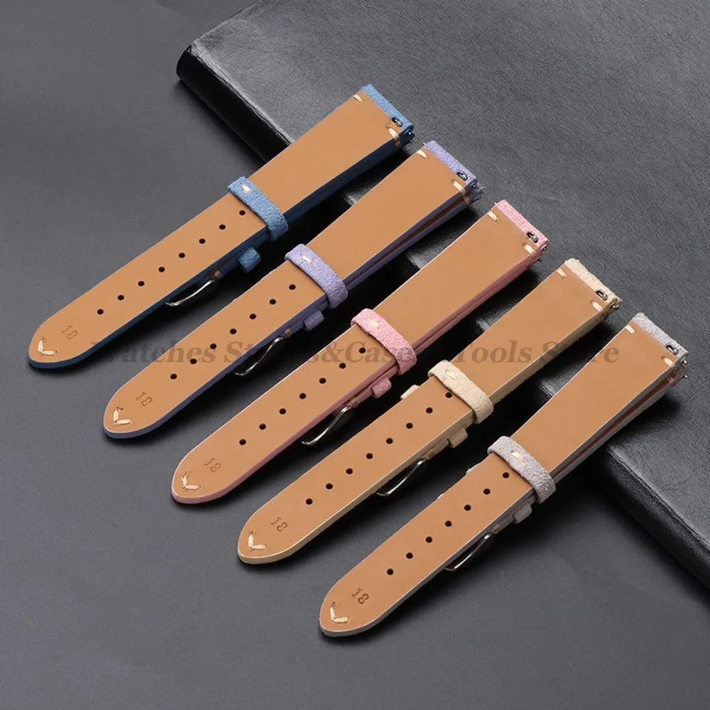 Vintage Suede Leather Watch Band 14–22mm for Omega & Seiko (Handmade,