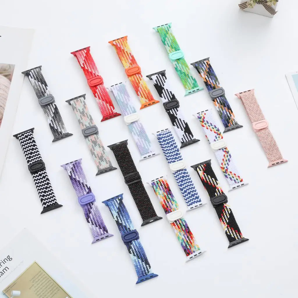 Strap For Apple watch band 44mm 42mm 40mm 45mm 46mm 41mm 49mm Braided Solo Correa Bracelet iWatch Series 9 8 10 7 6 5 4 se Ultra