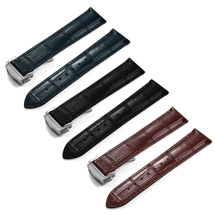 19 20 21 22mm Calfskin Leather Watch Strap For Omega 007 Seamaster 300 Speedmaster Folding Buckle Band Bracelet Accessories Men