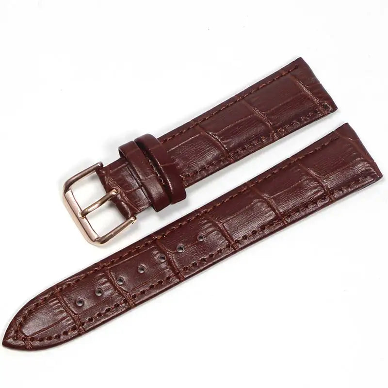 Genuine Leather Watch Strap with Steel Pin Buckle (12-24mm)