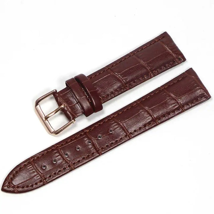 Genuine Leather Watch Strap with Steel Pin Buckle (12-24mm)