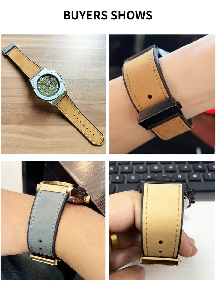 Hublot Yubo Leather & Silicone Hybrid Watch Strap 26×19mm