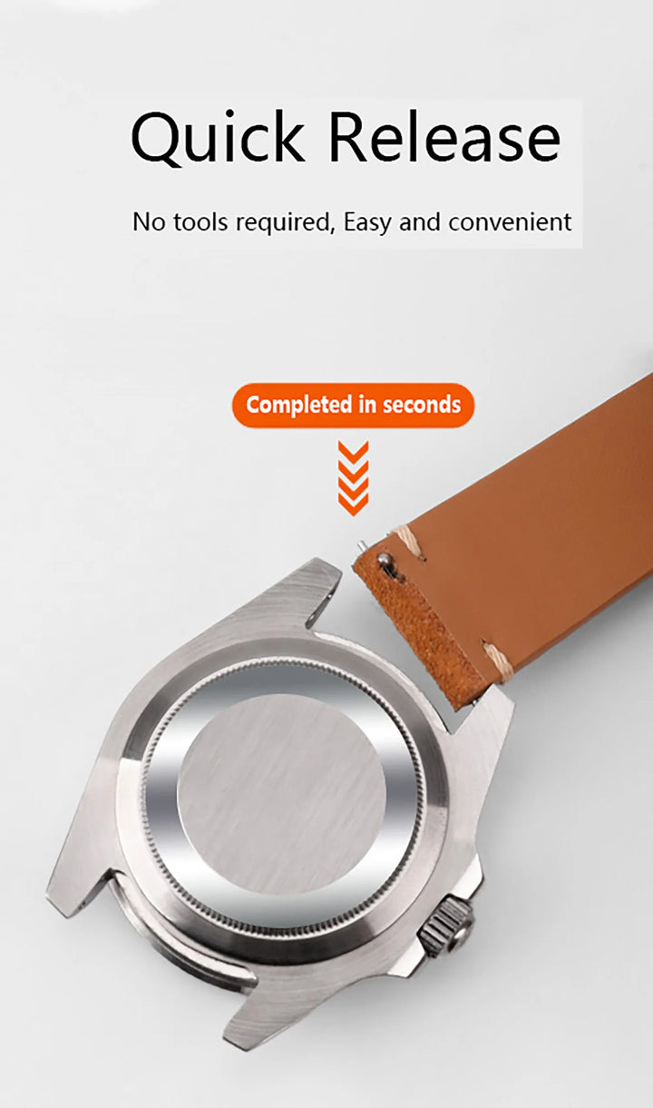 Genuine Leather Quick-Release Watch Strap 14–22mm