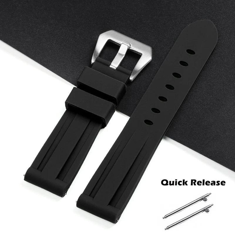 Quick Release Silicone Watch Band 20–26mm for Panerai, Omega, Seiko & Casio