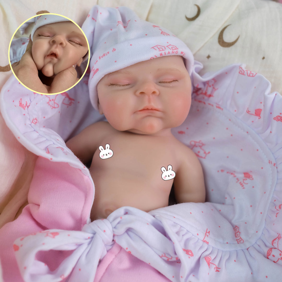 12″ Peach Mini Silicone Reborn Girl Doll