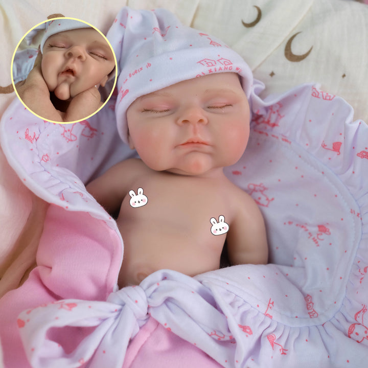 12″ Peach Mini Silicone Reborn Girl Doll