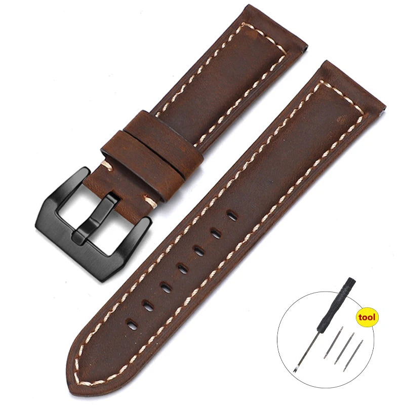 Genuine Leather Watch Strap – 20-26mm Crazy Horse for Panerai PAM111/441/312