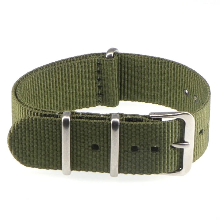 Striped Nylon Watch Strap with Silver Buckle (16-22mm)