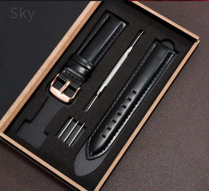 DW Classic Genuine Leather Watch Strap – 14–22mm, Waterproof & Soft