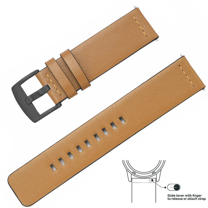Genuine Leather Quick Release Watch Band 20–22mm for Huawei & Samsung Galaxy 45/46mm