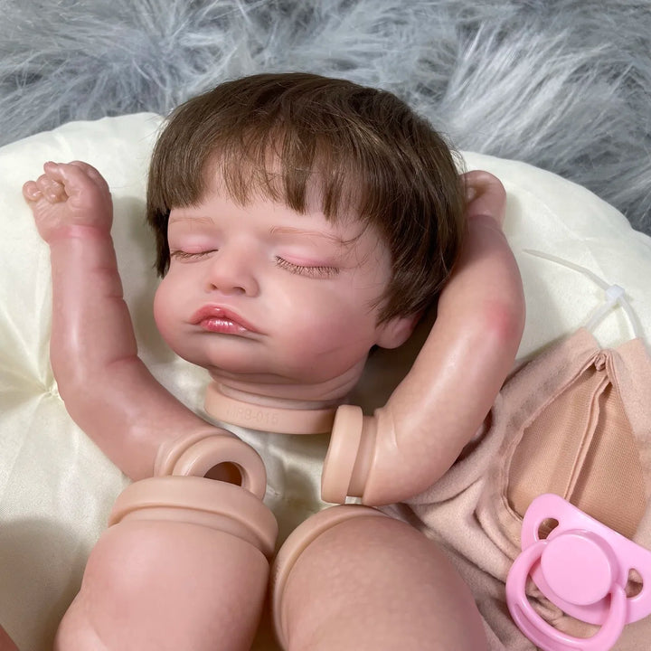 19″ Rosalie 3D Painted Reborn Baby Doll Kit – Unfinished Vinyl Parts with Hand‑Rooted Hair
