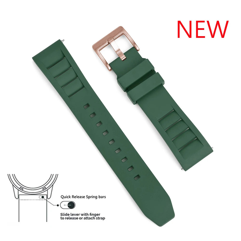 Premium Fluoro Rubber Watch Band Quick Release FKM Rubber Watch Strap 20mm 22mm Watch Strap Watch Replacement Watchband