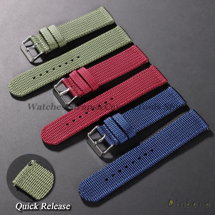 18mm 20mm 22mm 24mm Nylon Canvas Watchband Strap Woven Soft Belt for Omega Bracelet for Men Women Sport Quick Release Wrist Band