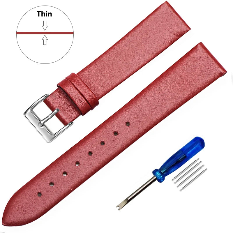 Genuine Leather Watch Strap – Smooth Finish 12–22mm