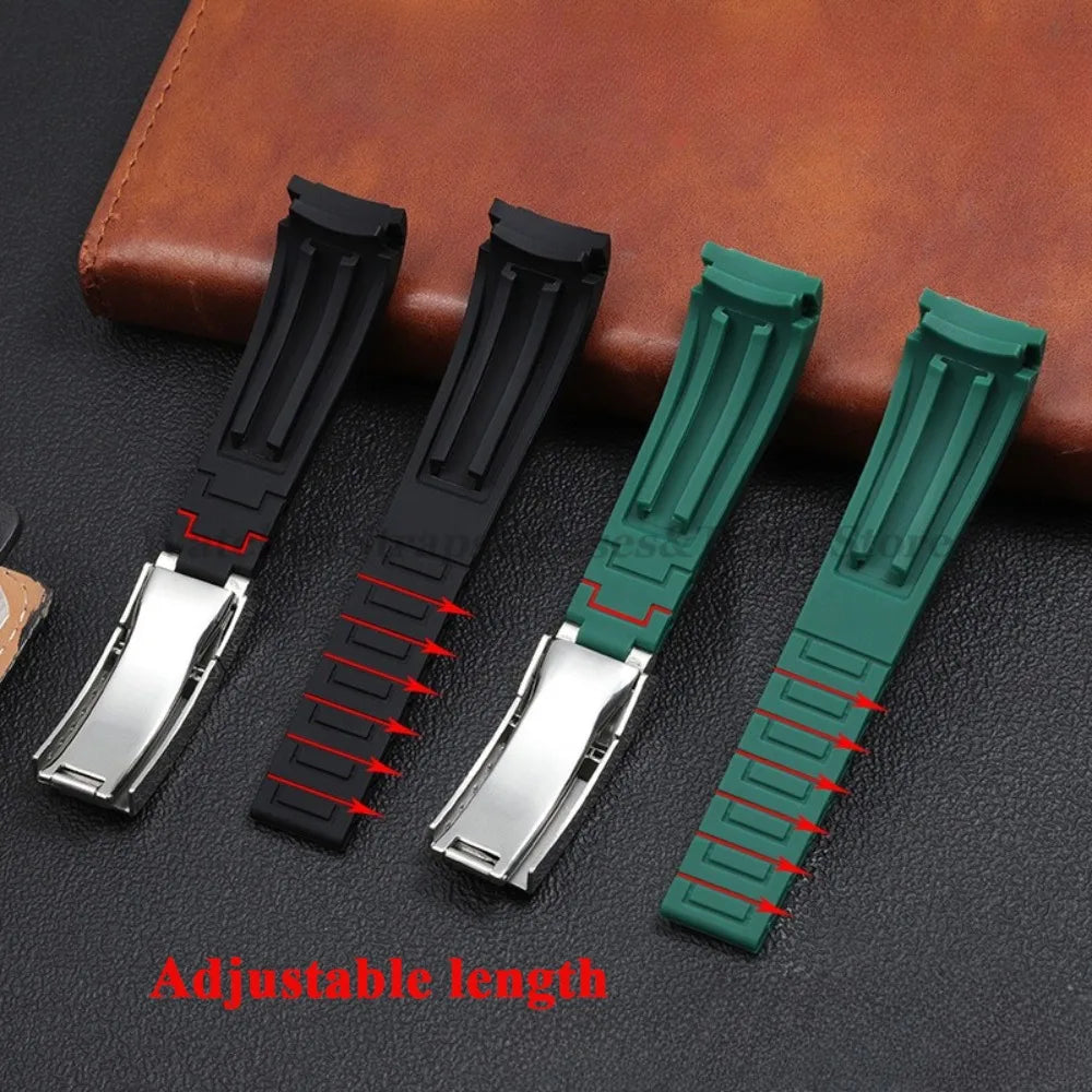 Curved Rubber Watch Strap for Rolex Daytona/Submariner – 20–22mm, Silicone