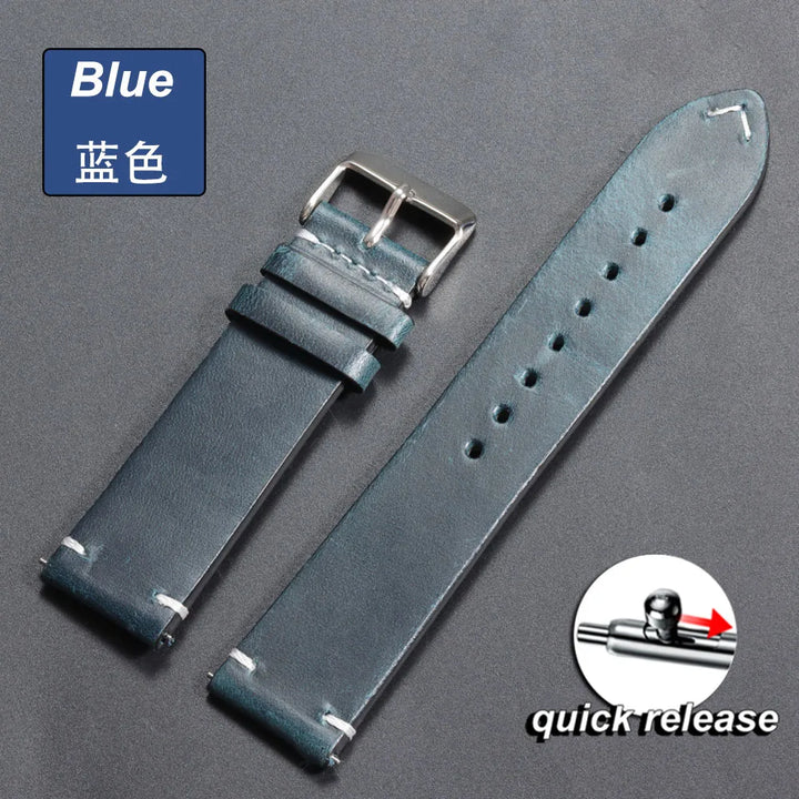 Vintage Oil Wax Leather Watch Strap – 18–24mm, Omega & Seiko