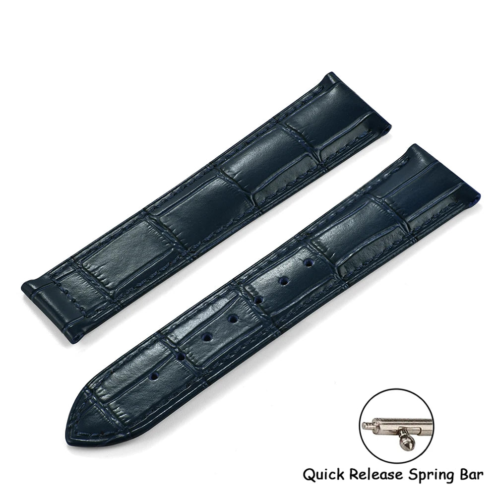 Calfskin Leather Watch Strap 19mm20mm 21mm 22mm For Omega 007 Seamaster 300 De ville AT150 Commander Folding Buckle Bracelet Men