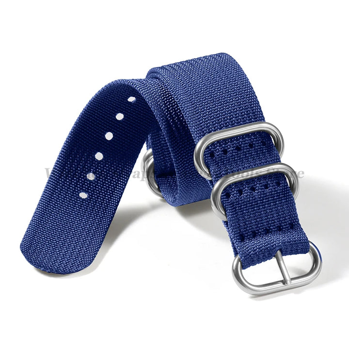Sailcloth Nylon Watch Strap with Ring Buckle (18–24mm)