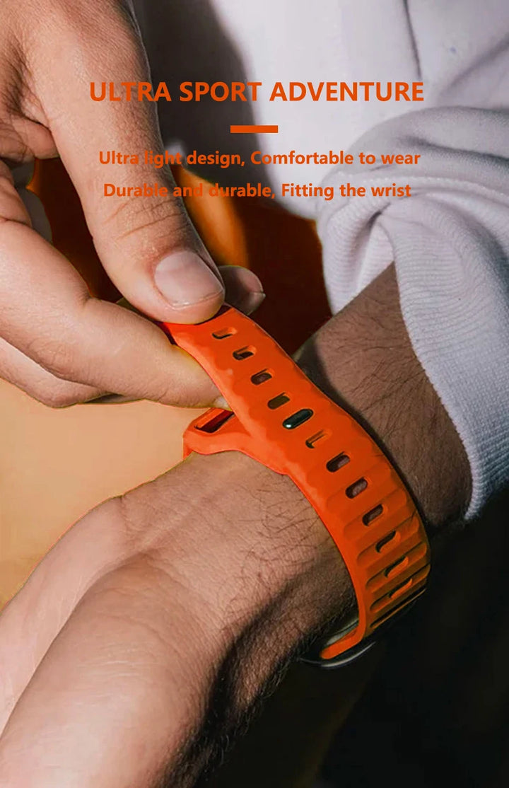Silicone Rubber Apple Watch Band 38–49mm for iWatch Series 3–8 & Ultra