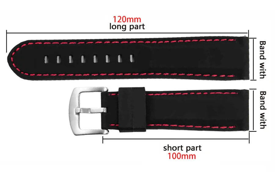 Silicone Rubber Watch Band 20–22mm (Soft & Comfortable Replacement)