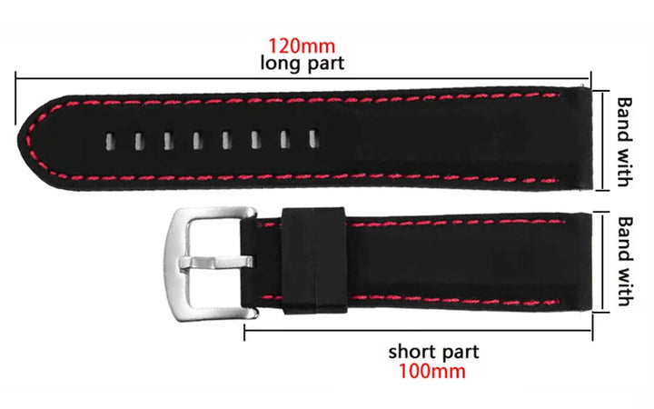 Silicone Rubber Watch Band 18–26mm (Soft & Comfortable Replacement Strap)