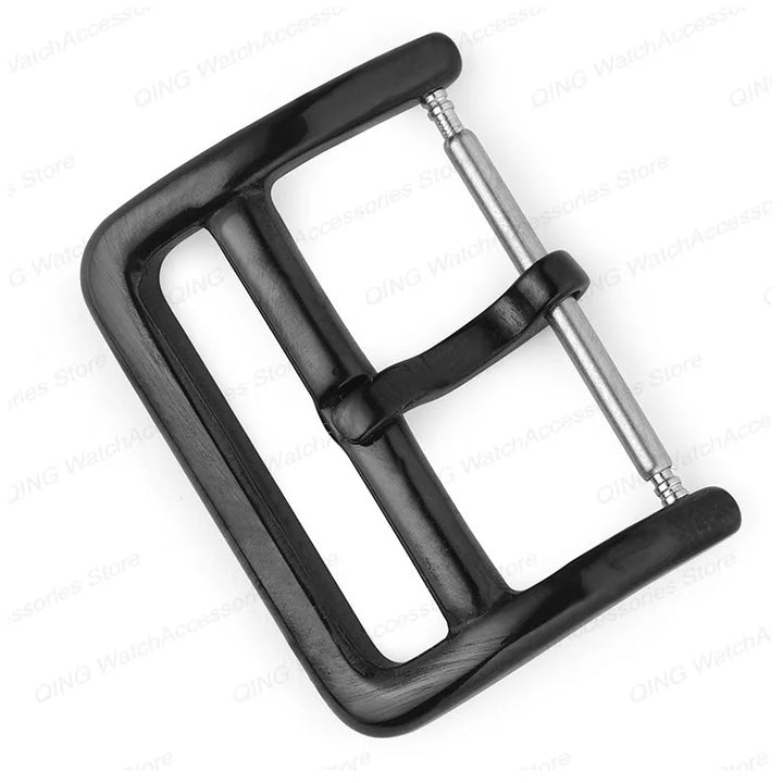 Stainless Steel Metal Watch Buckle 12–22mm (Polished, Silver/Black/Rose Gold)