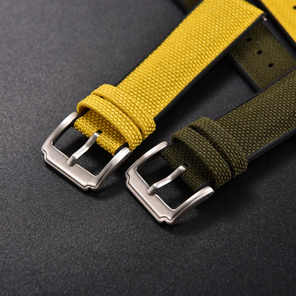 NATOBELT Rubber Sailcloth Strap 18mm 19mm 20mm 21mm 22mm Canvas Nylon Quick Release WatchBand Perfect Fit Flat End Universal