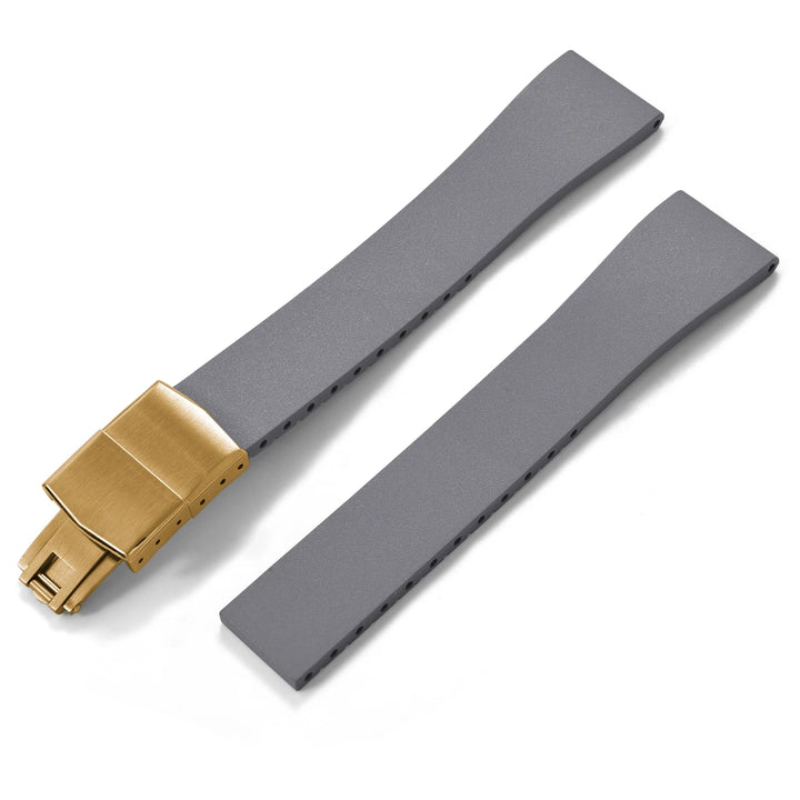 JUELONG CTS FKM Rubber Watch Strap 16–22mm Quick Release with Gold