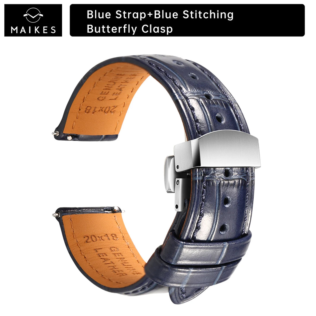 MAIKES Calf Leather Watch Strap Quick Release Bracelet For Longines Omega IWC Watchbands 20mm 21mm 22mm Watch Band