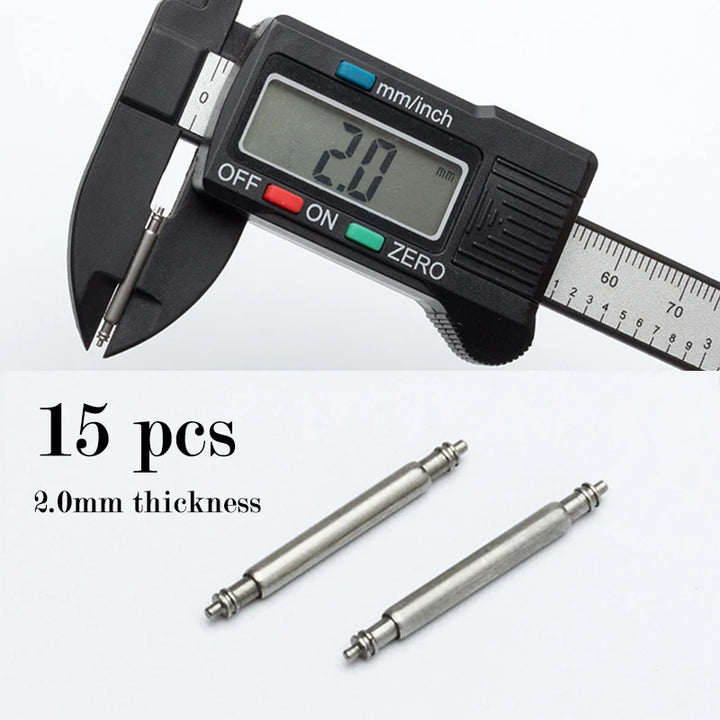15pcs Watch Band Spring Bar Pins 2.0mm Stainless Steel