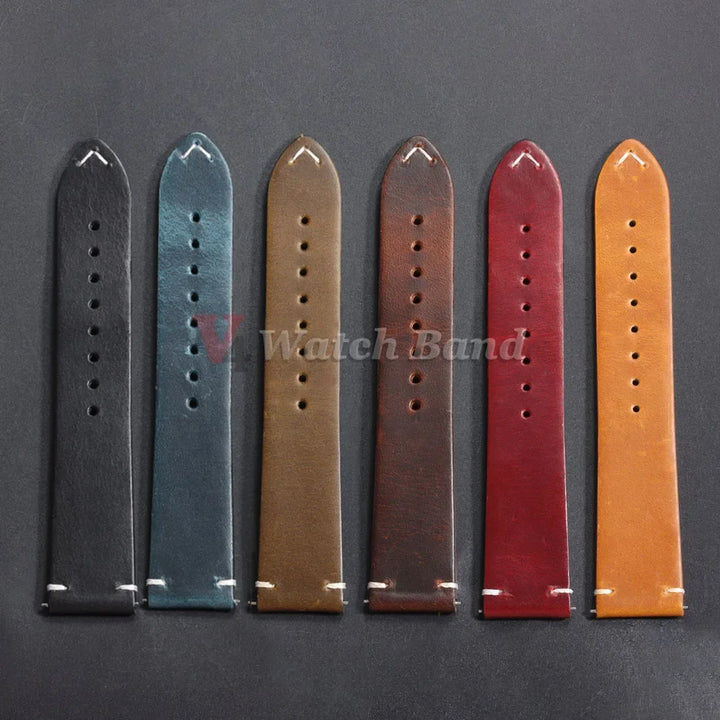Vintage Oil Wax Leather Watch Strap 18–24mm for Omega & Seiko