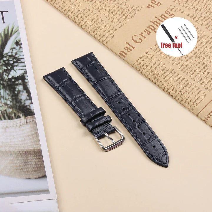 Watch Band Crocodile Pattern Leather Strap 16mm 18mm 20mm 22mm 23mm 24mm Women Mens Replacement Universal Bracelet